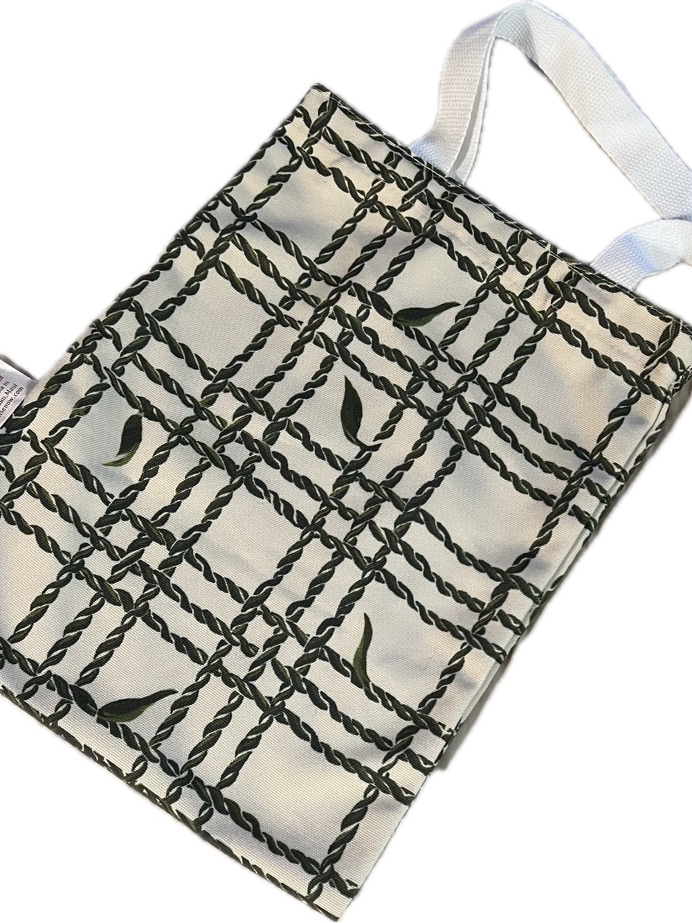 Ti Leaf Rope Lei in Palaka Design Canvas Tote Bag